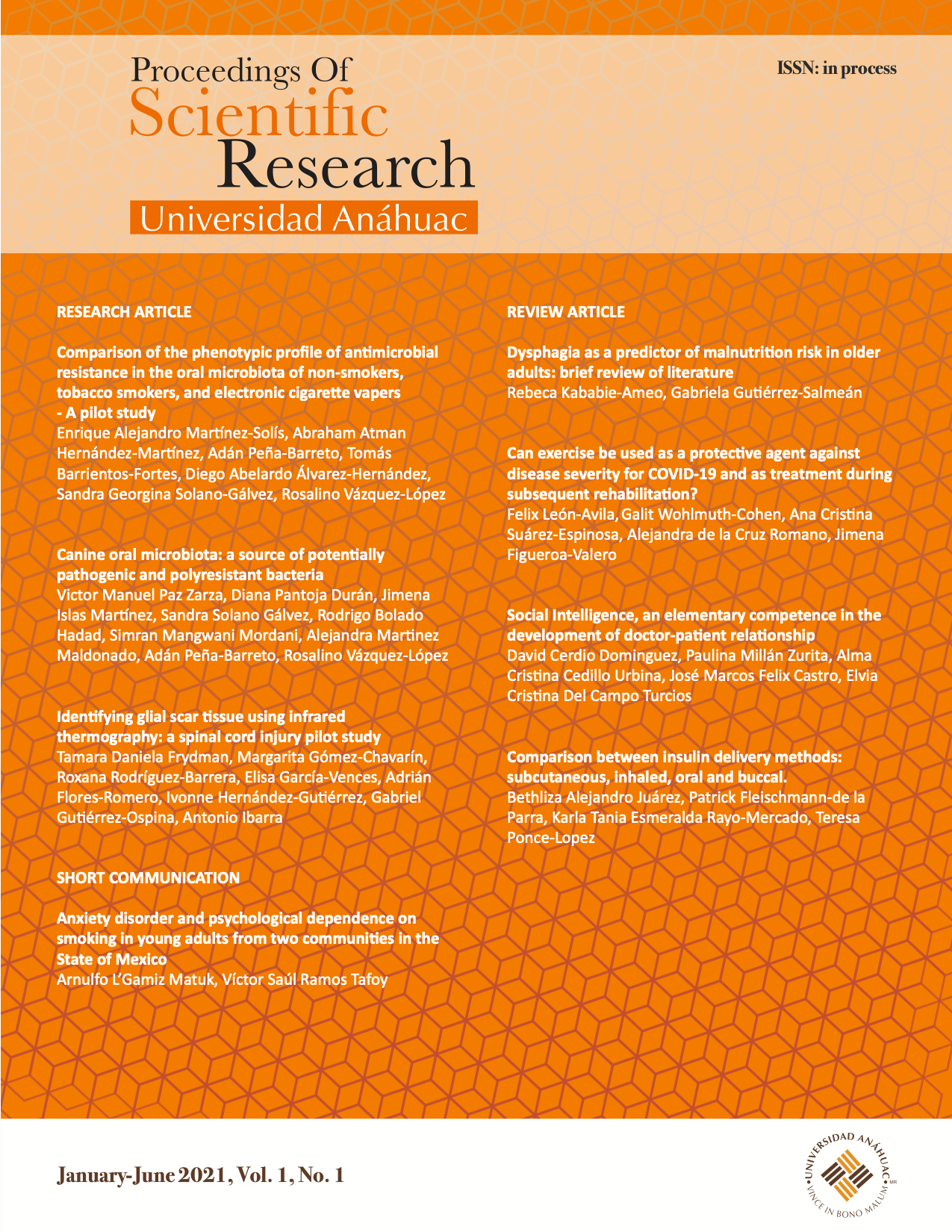 					View Vol. 1 No. 1 (2021): Proceedings of Scientific Research Universidad Anáhuac
				